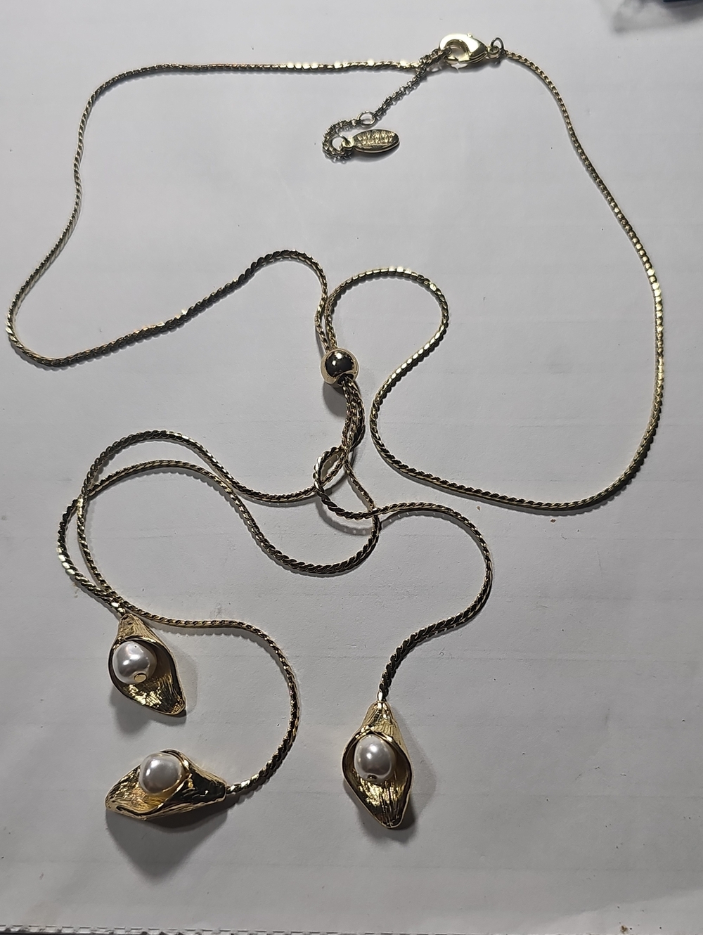 Ann Taylor Factory Elegant Pearl Drop Lariat Necklace
